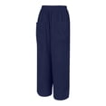 thumbnail image 6 of FUNUONY Womens Wide Leg Barrel Pants Elastic High Waisted Trousers Loose Casual Palazzo Pants with Pockets Cropped Relax Fit Trouser Ankle Pants Elastic Waisted Lightweight Harem Pants Navy M, 6 of 9