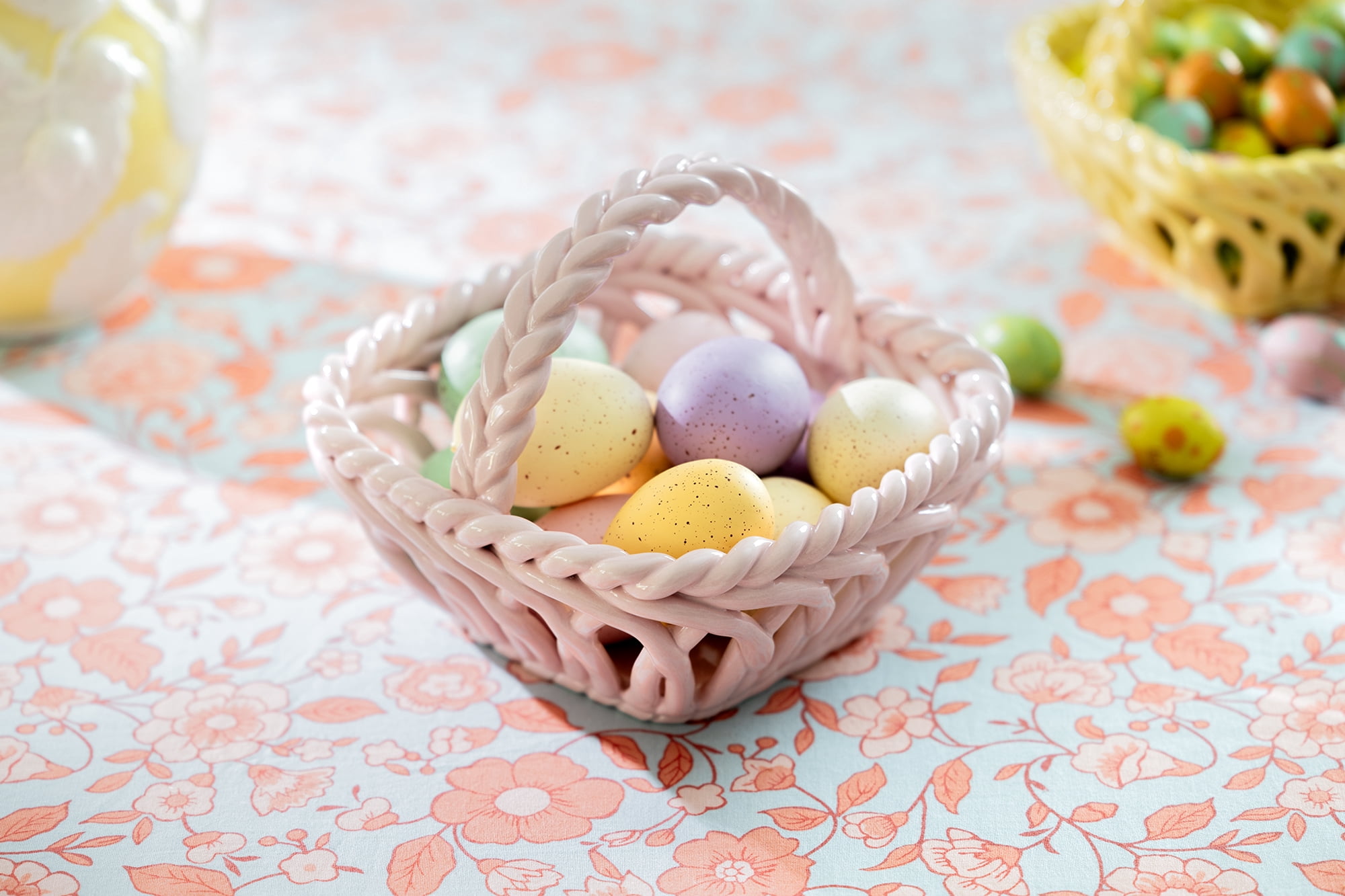 Potter's Studio 7.25" Hand Woven Easter Medium Basket - Pink Grace Teaware
