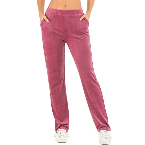 LELINTA Women Velvet Trouser Joggers Velour Sweatpants Winter Casual Active Yoga Sportswear Pants with Pockets