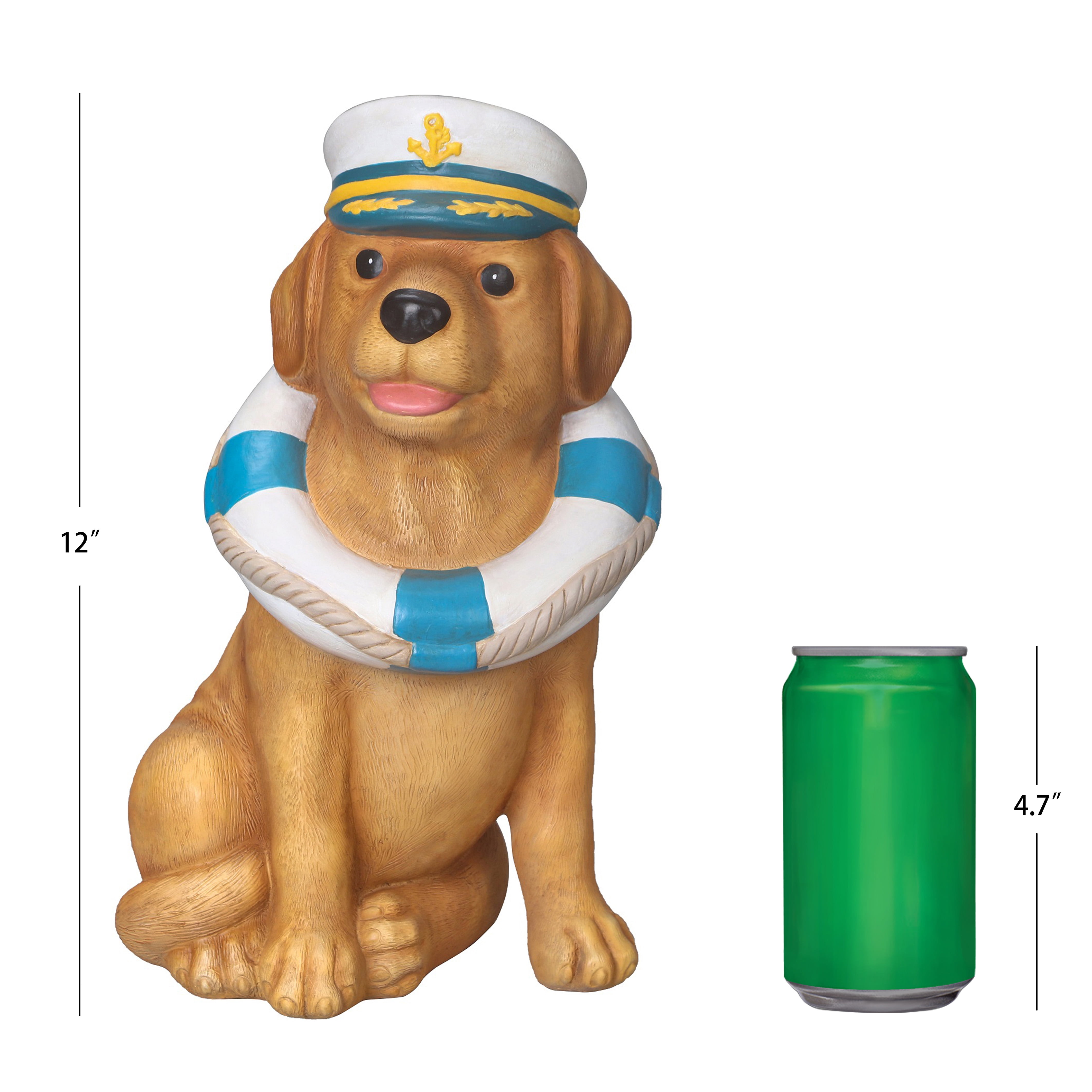Mainstays Yellow Outdoor Captain Dog Statue 7" x 5.38" x 12"H
