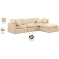thumbnail image 2 of Meridian Furniture Indulge 94" Velvet L-Shaped Modular Sectional in Beige, 2 of 9
