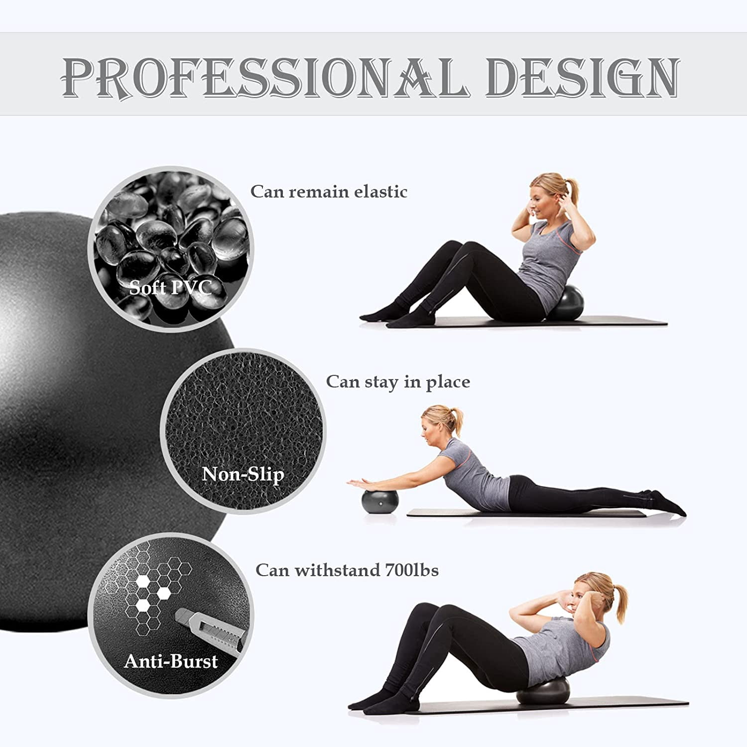 Small Pilates Ball for Therapy Mini Workout Core 9 Inch Small Exercise Mini Bender Pilates, Yoga, Workout, Bender, Core Training and Physical Therapy, Improves Balance