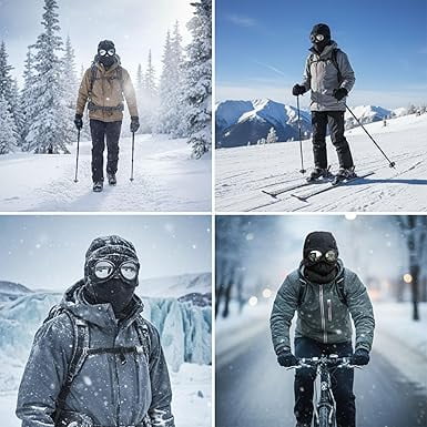 Winter Thermal Trapper Hat with Goggles & Face Mask, Full Coverage Pilot Style Ski Hat for Men & Women – Windproof Cold Weather Hat for Skiing(1pcs-black)