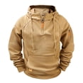 thumbnail image 3 of Men's Knitted Jacquard Hoodie Sweatshirt with Large Pocket Long Sleeve Crewneck Quarter Zip Raglan Top, 3 of 4
