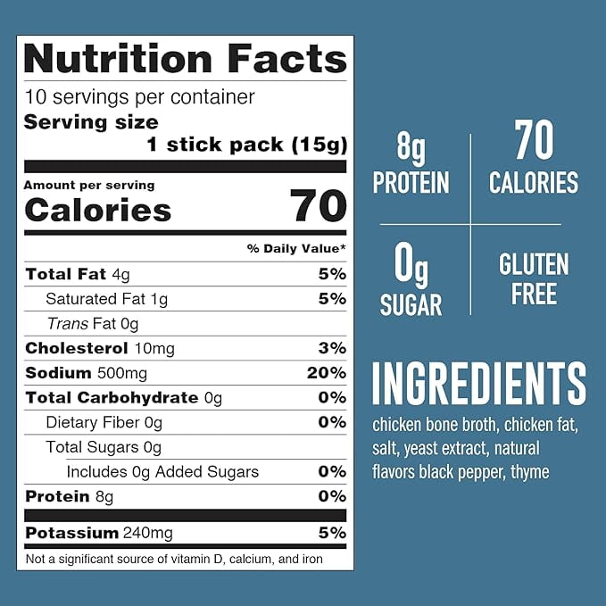 LonoLife Keto Chicken Bone Broth Powder Mix | 10g Protein | Collagen-Rich, Keto & Paleo Friendly | Natural Ingredients | 8oz Bulk Pouch (15 Servings)