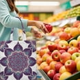 thumbnail image 6 of Mandala Print Reusable Canvas Tote Bag - Boho Tribal Ethnic Design with Sacred Geometric Patterns, Vintage Folk Art , Eco-Friendly Grocery Bag, 6 of 7