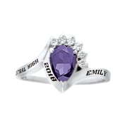 Keepsake Personalized Women's Princess Fashion Class Ring available in Silver Plus, 10kt and 14kt Yellow and White Gold
