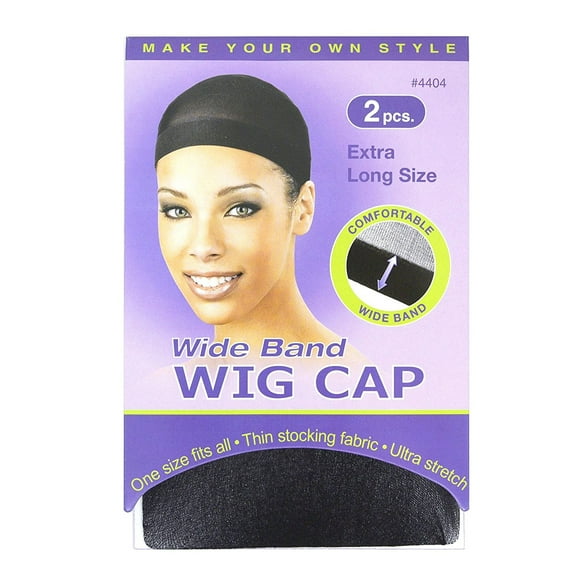 Annie Ms Remi Wig Cap Wide Band Black, 2/PK