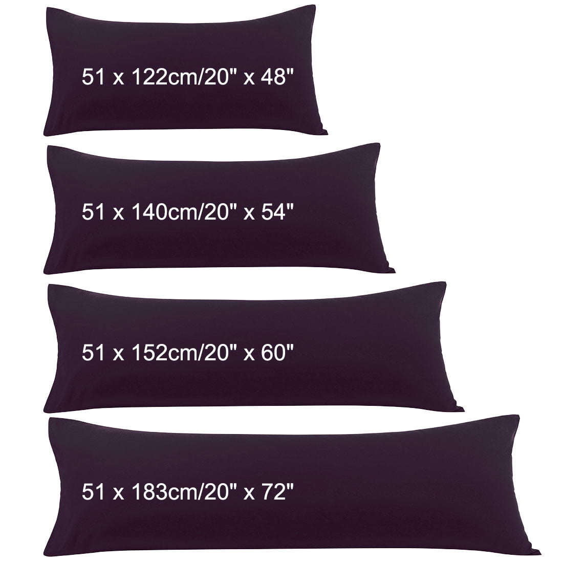 Unique Bargains 2 Packs Microfiber Solid Body Pillow Cover Purple 20" x 60"