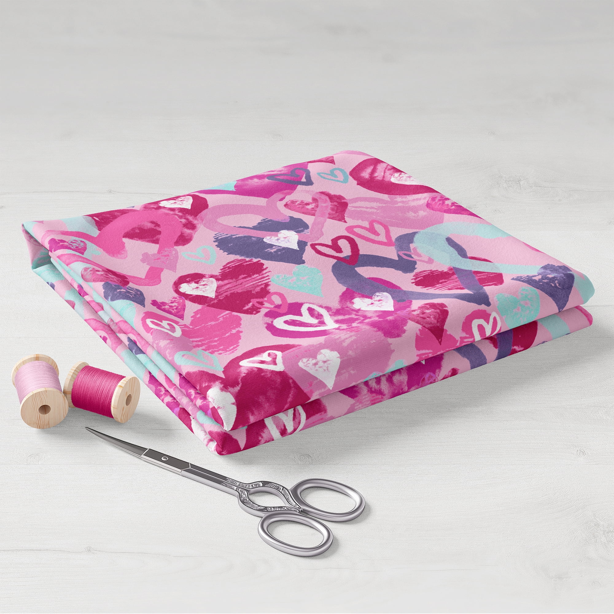 Create It 18"x21" Cotton Hearts Precut Sewing & Craft Fabric, Pink 10 Pieces