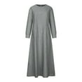 thumbnail image 4 of Enjoytime Women's Cotton And Linen Dress Long Sleeve Loose Flowy Summer Dresses With Pockets Round Neck Flowy Loungewear Maxi Dress Clothes, 4 of 7