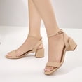 thumbnail image 7 of LuckLilac Women's Round Open Toe Sandals Chunky Low Heel Ankle Strap Heels Casual Daily Office Wedding Shoes, 7 of 7
