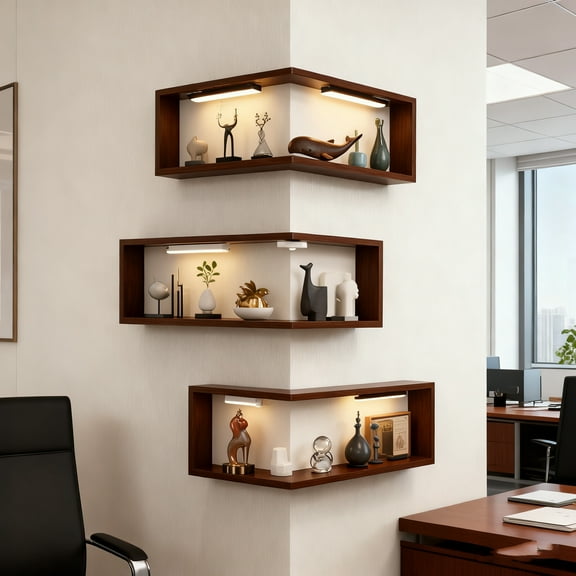 Space-Saving Corner Shelves, Floating Shelves Unit, Wall Mounted Storage, Two-Tier Design, Modern Home Decor, Space-Saving Solution, for Living Room Bedroom Office [Only 1pc]