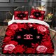 thumbnail image 1 of Elegante Juego de Funda de Edredón de 3 Piezas con Diseño Floral en Negro y Rojo con Rosas, Decoración de Dormitorio Moderna, 1 of 5