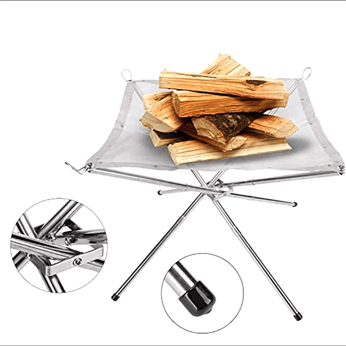 Portable Outdoor Fire Pit Upgraded Camping Fire Pit Foldable Mesh Fire Pits for Camping, Campfire with Carrying Bag