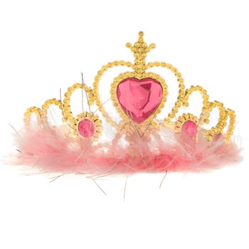Pink & Gold Princess Crown Birthday Party Girls Tiara Feather Fuzz Party Supplies