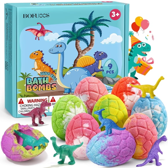 Bombas de baño Bofuoos con diseño de dinosaurio con sorpresa en el interior, paquete de 9 unidades p