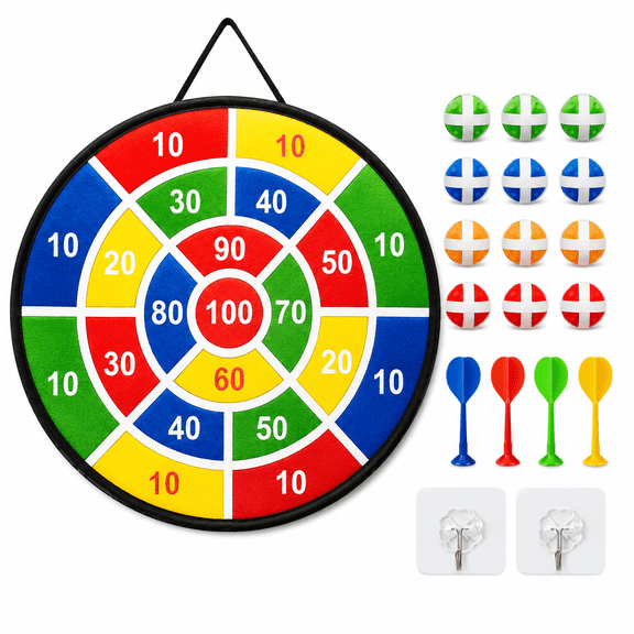 Large Dart Board Toys for Kids: 29'' Sticky Board w/12 Sticky Balls & 4 Darts Indoor Outdoor Sport Fun Family Party Games Toys Birthday Gifts for Kids Boys Girls 3 4 5 6 7 8 9 10 11 12 Years Old
