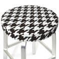 thumbnail image 3 of Bingfone12 Inch Padded Round Bar Stool Cover Cushion With Elastic Fabric Round Chair Seat - Houndstooth Black And White, 3 of 7