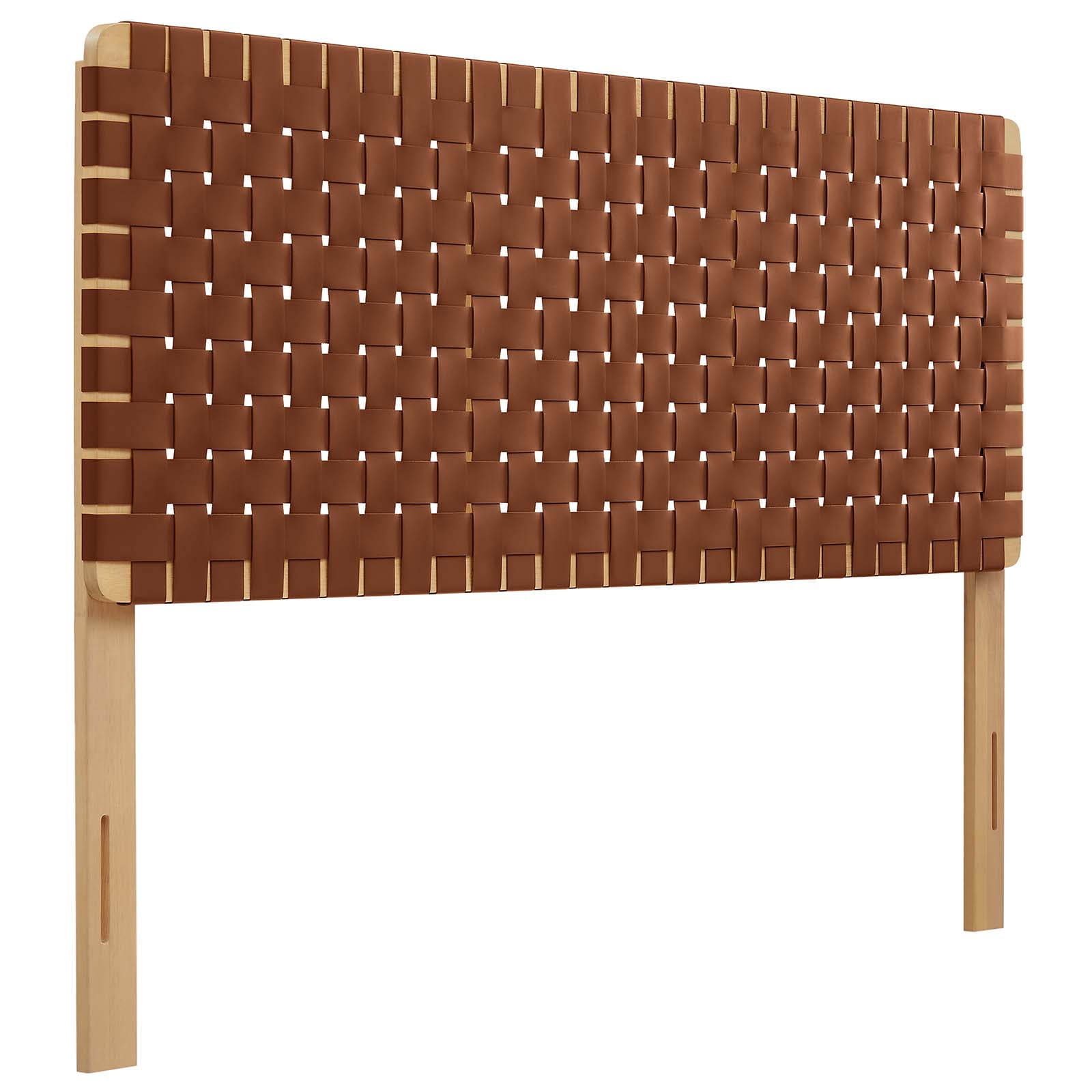 Sparta Weave Vegan Leather Queen Headboard in Natural Brown