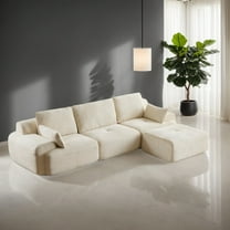 Weetoo 3-Seater Sectional Sofa , Corduroy Upholstery Sleeper Loveseat Large Couches with Pillows