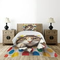 thumbnail image 4 of Ambesonne Cat Quilted Bedspread Set 2 Pcs, Mischief Kitty Peaking Dots, Twin Size, Multicolor, 4 of 5