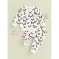 thumbnail image 2 of Wassery Winter Toddler Girl Clothes 6M 12M 18M 24M Baby Long Sleeve Butterfly Print Sweatshirt Pants Sets Cute Fall Outfits, 2 of 9