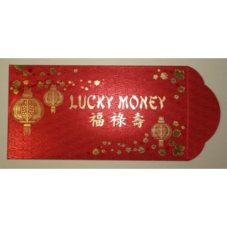 Glossy red and gold Chinese money envelopes for Lunar New Year and