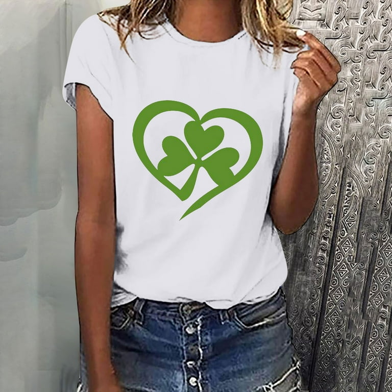 Womens St Patricks Day Irish Girl Shamrock Clover Heart T-Shirt Womens St Patricks Day Irish Girl Shamrock Clover Heart T-Shirt