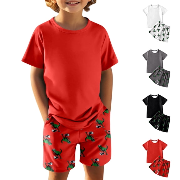 WELOIJEVBE Boys 2 Piece Outfits Fashion Child Boys Spring Summer Short Sleeve T-Shirt and Shorts clothes for boys 9-10 Years