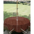 thumbnail image 3 of Outdoor Tablecloth with Umbrella Hole Zipper Dark Brown Round Tablecloth 54" Waterproof Outside Table Cloth Vintage Country Monochrome Chocolate Color Patio Table Cover Tablecloths for Picnic Party, 3 of 8