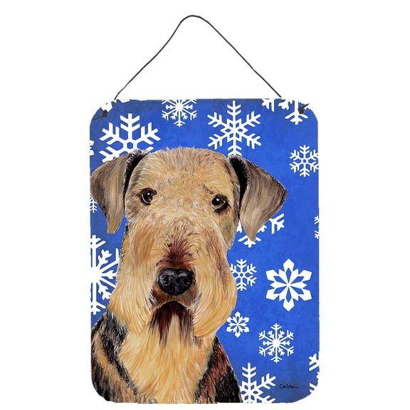 Airedale Winter Snowflakes Holiday Wall or Door Hanging Prints