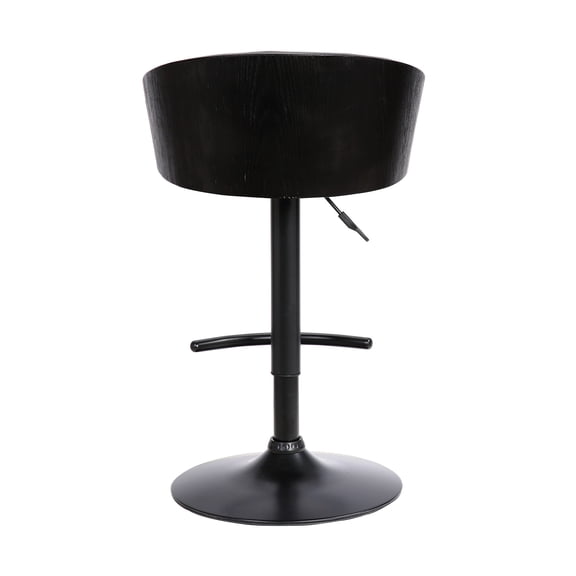 40 Black Faux Leather And Iron Swivel Low Back Adjustable Height Bar chair With Footrest
