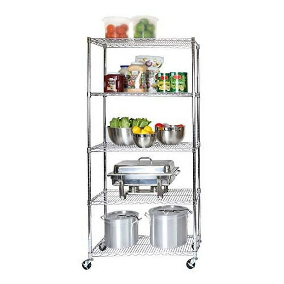 Seville Classics UltraDurable® 5-Tier NSF Steel Wire Shelving, 36" W x 18" D, Plated Steel