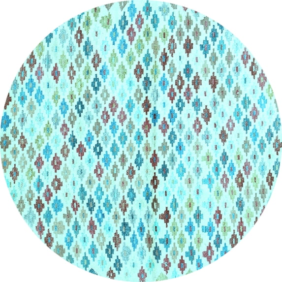 Ahgly Company Indoor Round Southwestern Light Blue Country Area Rugs, 5' Round