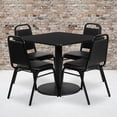 thumbnail image 2 of Flash Furniture 36'' Square Black Laminate Table Set with Round Base and 4 Black Trapezoidal Back Banquet Chairs, 2 of 3