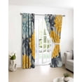 thumbnail image 3 of Yellow Teal Floral Spring Blackout Curtains for Bedroom/Living Room, Thermal Insulated Kitchen Curtains, Summer Botanical Pastoral Grommet Darkening Window Treatment Drapes 52"x72"x2, 3 of 8