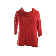 Style & Co. Petite Red Cowl-Neck Eyelash-Knit Sweater PM