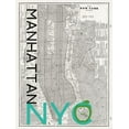 thumbnail image 2 of Z Studio 12x14 Gold Ornate Wood Framed with Double Matting Museum Art Print Titled - Mid Century NYC Map, 2 of 4