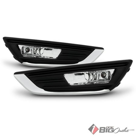 Chrome Fog Light Trim - 2015-2017 Focus Driving Fog Lights (Chrome Trim) w/ Switch, Harness Complete Set Pair L+R
