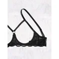 thumbnail image 3 of Women Hollow Out Cupless Bra Underwire Floral Lace Mesh Sheer Bra, 3 of 5