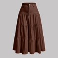 thumbnail image 4 of RFQWOVSR Women High Waist A-Line Midi Skirt Solid Color Elegant Basic Pull On Elastic Waist Lightweight Summer Casual XXL, 4 of 5