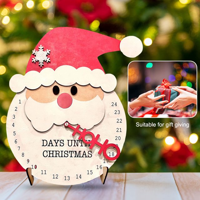Adorno de calendario de dibujos animados de Navidad Tema del festival Regalo de vacaciones de madera para niños