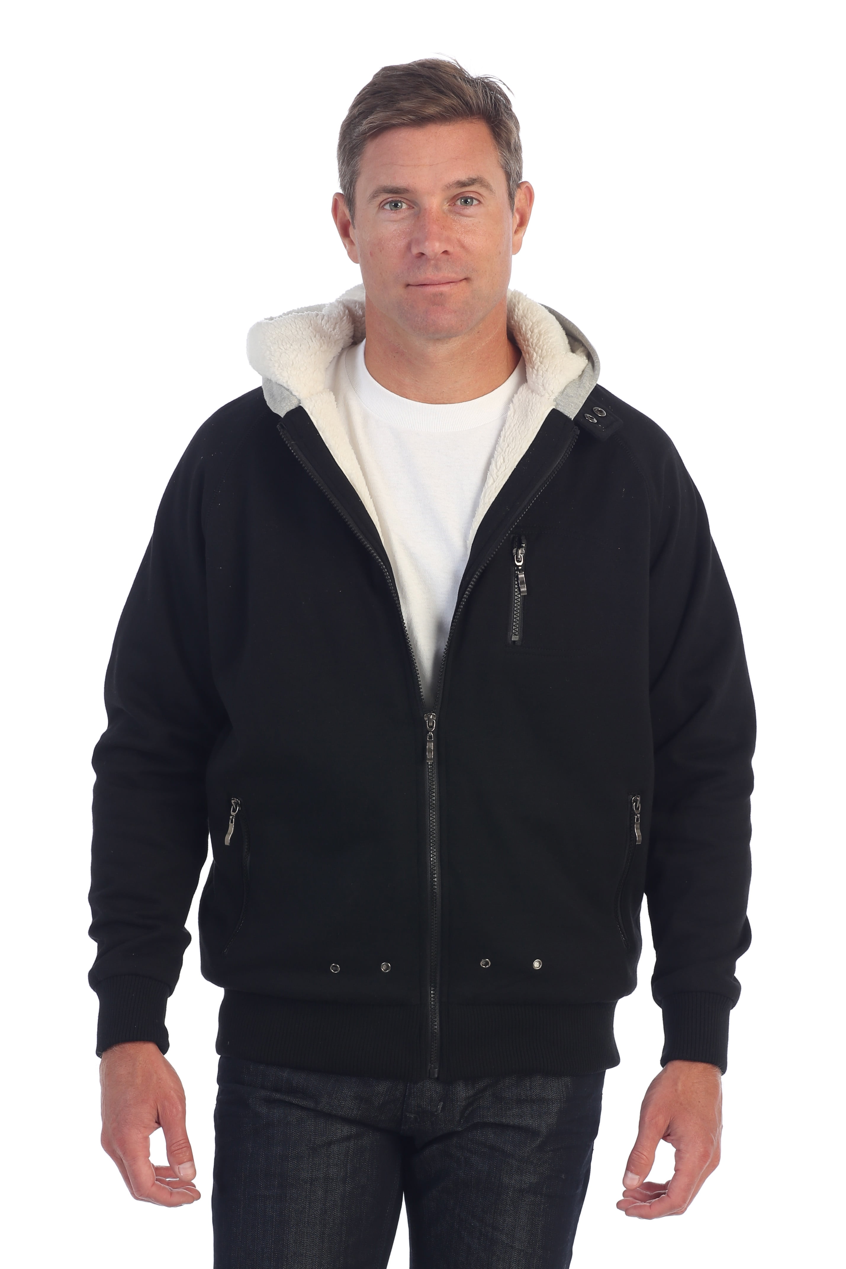 mens sherpa lined full zip hoodie