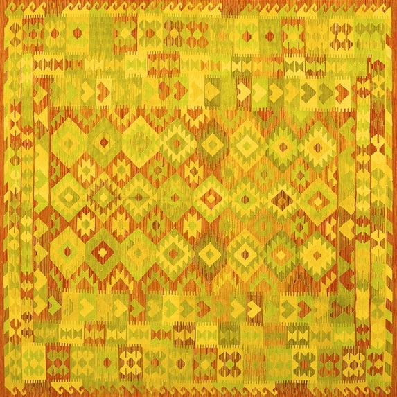 Ahgly Company Indoor Square Southwestern Yellow Country Area Rugs, 6' Square