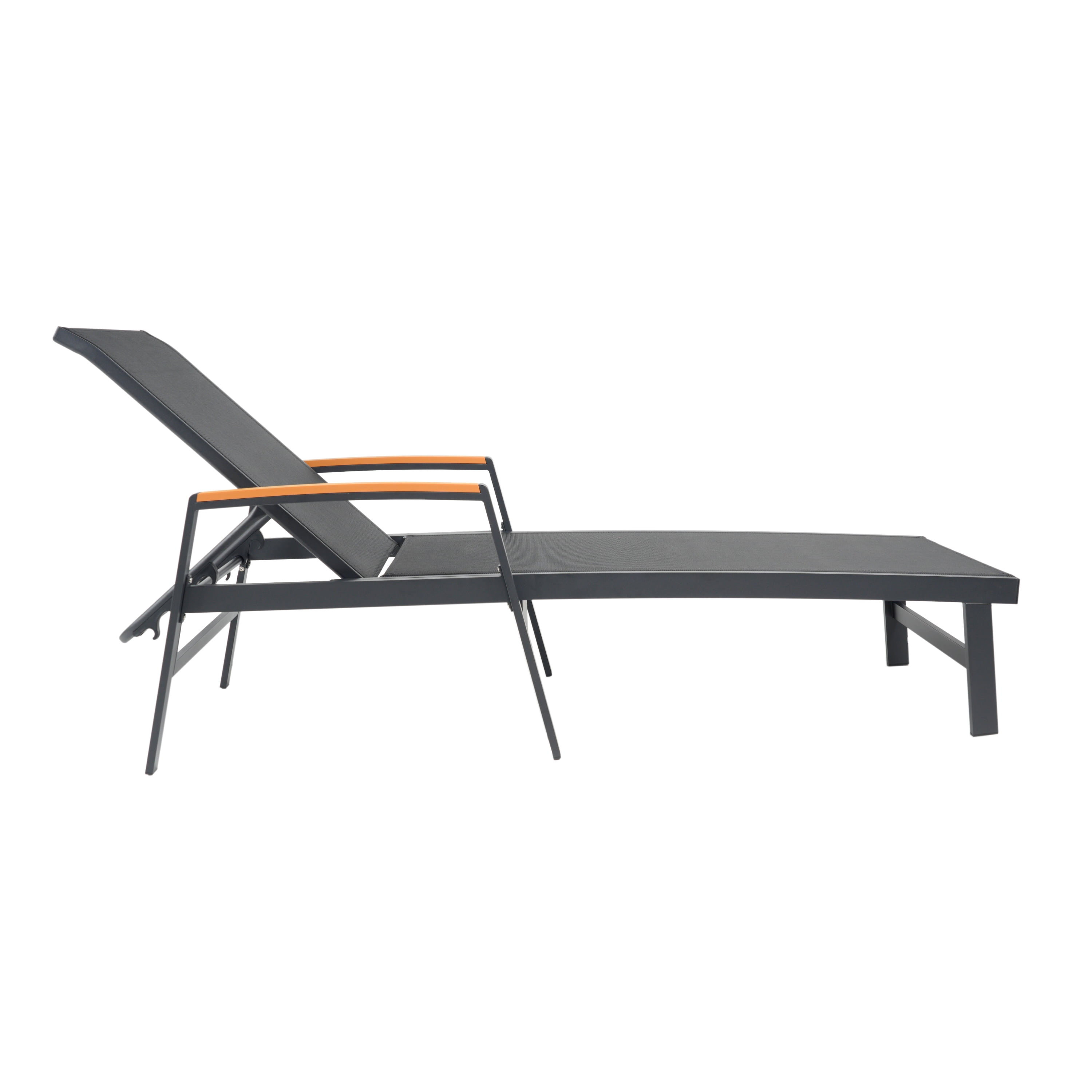 Noble House Oxton Outdoor Aluminum Lounge with Mesh Seating (Set of 2) Black