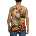 thumbnail image 4 of Lsque Countryside Fruit White Horse Print Men's Cotton Blend Sleeveless Muscle Shirts (S-3XL)- Moisture Wicking, Odor Protection, UPF 30+,X-Large, 4 of 8
