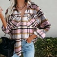 thumbnail image 3 of Powerdelux Women's Plaid Shacket Jacket Coat Flannel Button Down Warm Shirt Top, 3 of 3