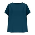 thumbnail image 5 of Summer Plus Size Shirts for Womens Fashion Round Neck Solid Color Light Sensing Face Short Sleeve Loose T-shirt, 5 of 7