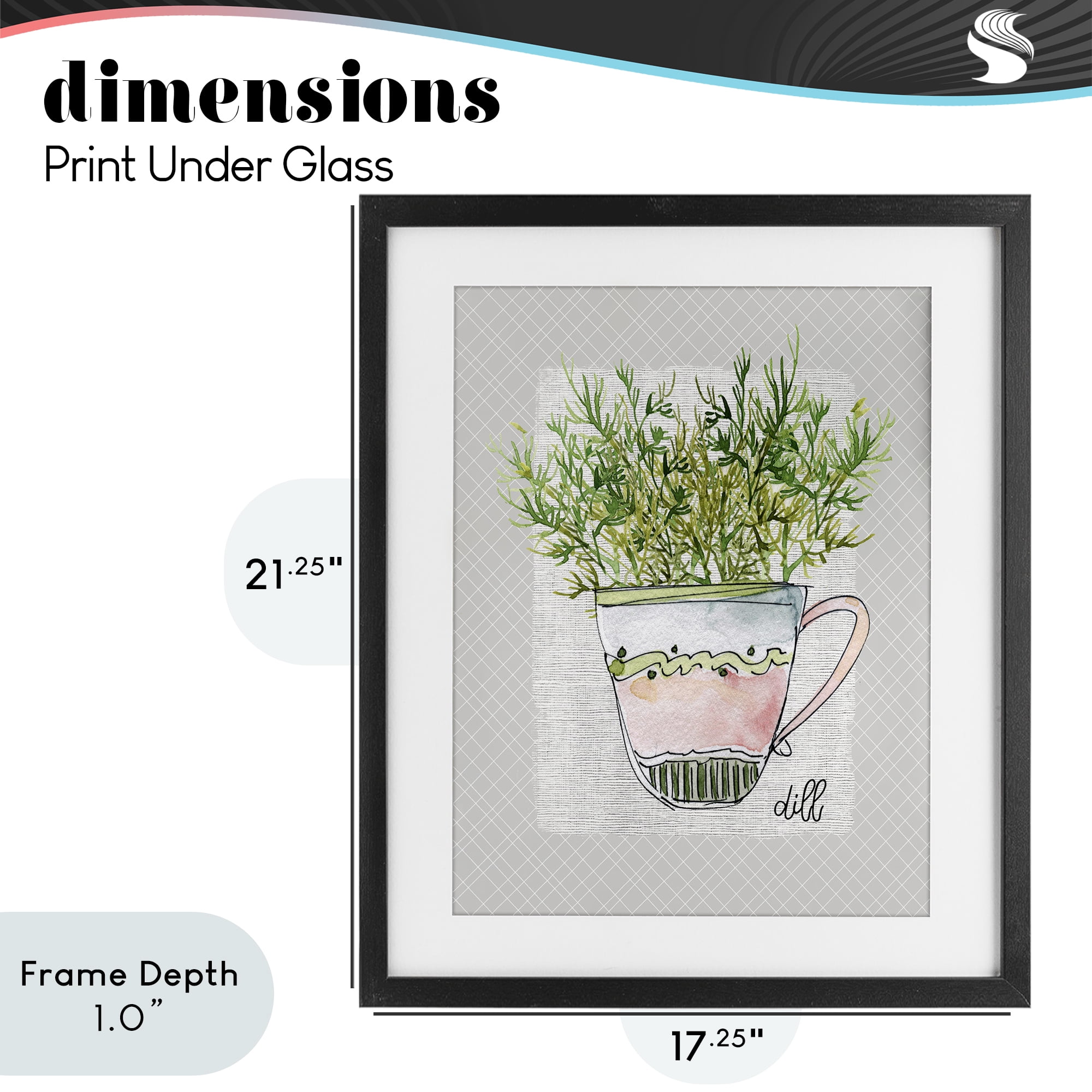 Stupell Industries Dill Herb Mug Black Framed Print Under Glass, design by Livi Finn